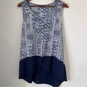 Papermoon Blue and White Asymmetrical Blouse
